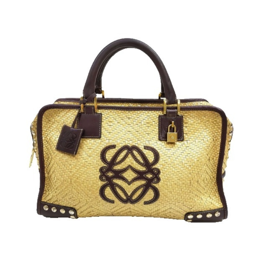 LOEWE Straw Amazona Beige and Brown Handbag